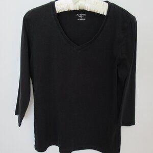 St. John's Bay black 100% cotton V-neck 3/4 sleeve tee *Sz M*